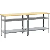 vidaXL Werkbank-Set 2 stk. Beige und Grau Pulverbeschichteter Stahl