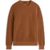 Tommy Hilfiger Rundhalspullover "ESSENTIAL STRUCTURE CREW NECK mit Struktur und Label" unifarben, casual, regular fit, Baumwolle, Rundhals