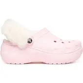 Crocs Pantoletten Classic Platform Fuzz Lined Clog 212854 Rosa