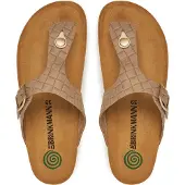 Brinkmann Damen Zehensandalen aus Naturleder Beige zum Schlüpfen Modell 70068721