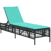 vidaXL Sonnenliege mit Kissen Schwarz Poly Rattan