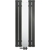 LuxeBath Badheizkörper mit Spiegel 450x1200 mm Anthrazit, Spiegelheizkörper mit Boden Thermostatventil Flachheizkörper Einlagig, ohne Heizstab