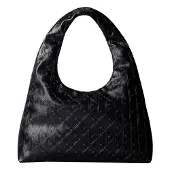 Calvin Klein Handtasche Emblem Aop Puffer Lg Shoulder Ba LV04F3199G Schwarz