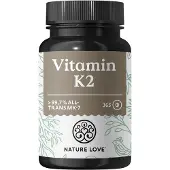 Nature Love Vitamin K2 – Premiumrohstoff 365 Tabletten all-trans >99,7% Mk-7 Menaquinon 45 g
