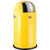 Wesco Abfallsammler 175831-19 PUSHBOY in LEMONYELLOW mit 50 Liter Volumen und Klappdeckel / Abfalleimer / Mülleimer