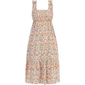 Mymo Midikleid Damen Creme Mehrfarbig