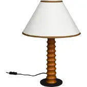 Dutchbone Tischlampe Horace aus Eichenholz mit Leinenschirm, E27-Fassung
