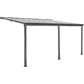 Sweeek - Aluminium Anbaupergola Carport 3x5m mit Dachrinne - Anthrazit