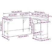 vidaXL Schreibtisch Altholz Holzwerkstoff 141 x 141 x 75 cm