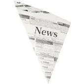 Papstar Spitztüten Newsprint, Volumen 250 g, L 230 x B 230 x H 325 mm, fettdicht, kompostierbar, Pergament-Ersatzpapier, grau-schwarz, 300 Stück