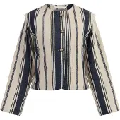 Dreimaster Kurze Blazerjacke Damen Dunkelmarine Wollweisser Streifen
