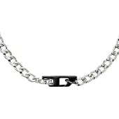 Diesel D Logo Silver and Gold Stainless Steel Necklace DX1636931