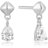 Ania Haie - STUD EARRINGS - PHYRAMID DANGLE THREADED - silver