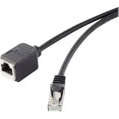 Renkforce RF-4394127 RJ45 Patchkabel CAT 5e F/UTP 5.00 m Schwarz Verlängerungskabel mit Rastnasenschutz, vergoldete Ste