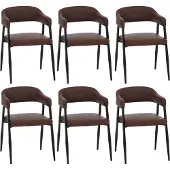 Mendler 6er-Set Esszimmerstuhl MCW-P29, Küchenstuhl Lehnstuhl Polsterstuhl, Industrial Retro Vintage Kunstleder rostrot