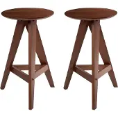 Beliani Barhocker 2er Set Braun Gummibaumholz Ohne Rückenlehne Retro Stil Tresenhocker Barstühle Küche Esszimmer