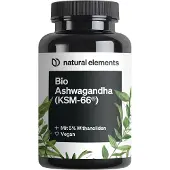 Natural Elements Bio-Ashwagandha – Ksm-66 Premiumrohstoff 5% Withanolid-Gehalt hochdosiert 67 g Kapseln