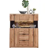 Wohn-Concept Donna Highboard Wildeiche Massivholz/Echtkork Bianco furniert
