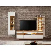 Wohn-Concept Fresno TV-/Wohnwand Holzwerkstoff Weiß matt/Eiche Artisan
