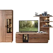 Wohn-Concept Donna TV-/Wohnwand Wildeiche Massivholz/Echtkork Bianco furniert