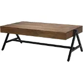 FineBuy Couchtisch Sheesham Massivholz 120cm · Handgefertigter Wohnzimmertisch mit schwarzem Metallgestell · Moderner Sofatisch im Industrial Design