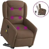 vidaXL Hochwertig Massagesessel mit Aufstehhilfe Braun Stoff 3303208