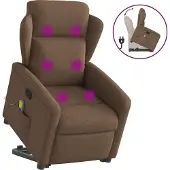 Syfax Massagesessel mit Aufstehhilfe Braun Stoff