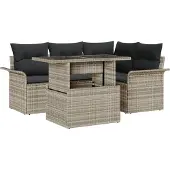 vidaXL Gartensofa-set 5 Stk. Hellgrau Poly-Rattan