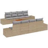 vidaXL Gartensofa-set 9 stk. Beige Poly-Rattan