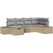 vidaXL Gartensofa-set 6 stk. Beige Poly-Rattan
