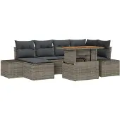 vidaXL Garten-Sofa-Set 7 Stk. Grau Poly Rattan