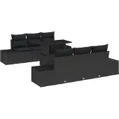 vidaXL Garten-Sofa-Set 7 Stk. Schwarz