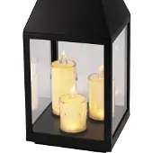 Mojawo Laterne Windlicht Stalllaterne Gartenlaterne 3 LED Kerzen Timer H35cm