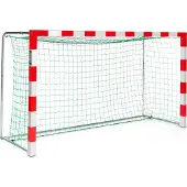 Sport-Thieme Handballtor frei stehend, 3x1,60 m, Rot-Silber, Alu-Gussformteil-Eckverbindung