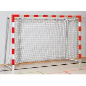 Sport-Thieme Handballtor in Bodenhülsen stehend, 3x2 m, Rot-Silber, Verschraubte Eckverbindungen