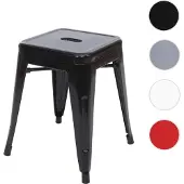 Mendler Hocker HWC-A73, Metallhocker Sitzhocker, Metall Industriedesign stapelbar ~ schwarz