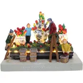 Santaville Blumenparade mit Delfter blauen Vasen mit LED-Polyresin 18 cm (multi)