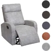 Mendler Fernsehsessel HWC-A54 Premium, Relaxsessel Schaukelstuhl Wippfunktion, drehbar Stoff/Textil hellgrau