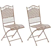 CLP 2er Set Gartenstühle Kiran klappbar aus Eisen im Jugendstil für den Außenbereich antik braun