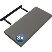 Casaria 3x Wandregal 50cm Holz Matt Grau Regal
