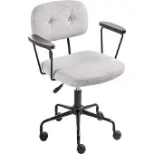 Beliani Bürostuhl Hellgrau Stoff Knopfheftung mit Armlehnen Rollen Gasdruckfeder Höhenverstellbar Drehbar Retro Büro Wohnzimmer Esszimmer Drehstuhl
