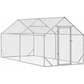 vidaXL Hühnerkäfig Silber 400 x 170 x 177 cm Verzinkter Stahl