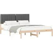vidaXL Bettgestell mit gepolstertem Kopfteil Dunkelgrau 150 x 200 cm