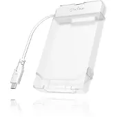 Icy Box IB-AC703-C, USB 3.2 Gen 1 Type-C zu 2,5" SATA Festplatten (9,5 mm Höhe) Adapter Kabel mit Schutzbox, Zugriff LED, weiß