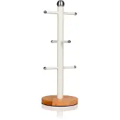 Swan Nordic Nordic Tassenhalter für 6 Tassen Kohlenstoffstahl und Sockel aus Bambus Modernes Weiß
