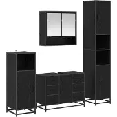 vidaXL Badezimmermöbel-Set 4 stk. Schwarz Eichen-Optik