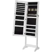 CALICOSY Schmuckschrank stehend, Spiegelschrank, rahmenloser Ganzkörperspiegel JJCB35002W01