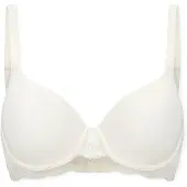 Schiesser Bügel-BH "Unique Cotton", Damen, Gr. 75, Cup B, weiß (off, weiß), Single Jersey, Obermaterial: 90% Baumwolle, 10% Elasthan, BHs Bügel-BH, Spitzenband, mit Schale