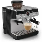 Krups Precision+ XP804T10, Espressomaschine, Gemahlener Kaffee, Eingebautes Mahlwerk, Schwarz, Edelstahl