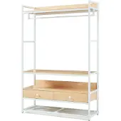 En.casa Garderobenständer Isen 180x120x40 cm Eicheoptik/Weiss